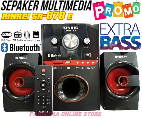 Speaker Aktif RINREI SR 878 F  / SR 878 E / 778E Audio Multimedia 2.1 Super Woofer Bluetooth Super Bass - USB - SD Card - Radio - Remote - Speaker Rinrei SR-878E Speaker Bluetooth - LEVEL 13 SHOP Speakers