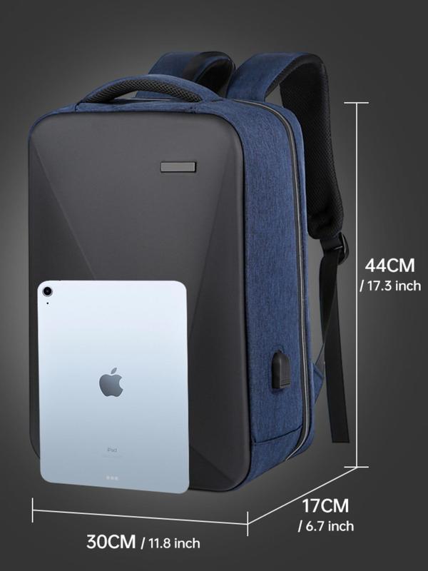 Unisex Business Large Capacity Laptop Backpack with Hard Shell Design, Plain Color Laptop Bag for Work & Travel, Anti-theft Backpack with Lock for Computer 3