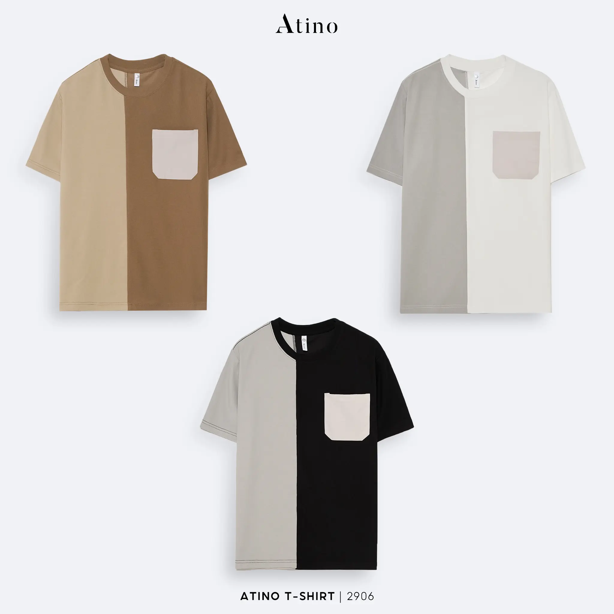 Áo Phông Nam Cotton Tổ Ong Mix Màu ATINO M.3.2906 VN Menswear Tre