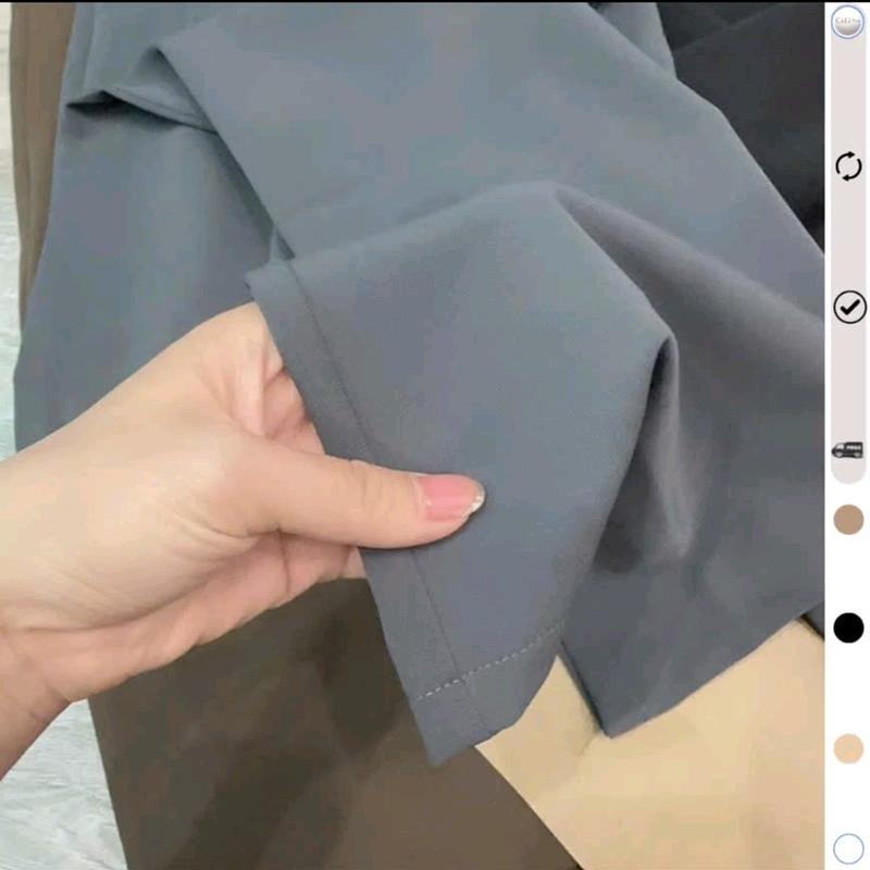 Quần tây ống rộng nữ cạp liền lưng cao có khoá kéo bên hông ( vải gold loại 1 mềm mịn sóng quần) dài trên 100cm Ong Nhung Women Kem 6