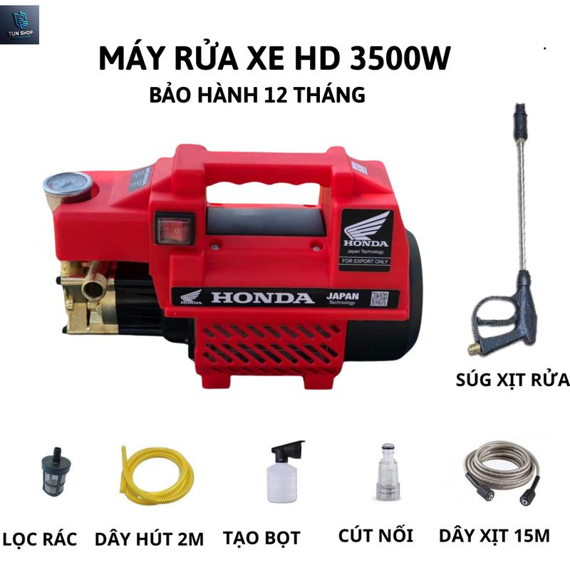 Máy rửa xe cao áp HD 3500w loại không chỉnh áp, lõi đồng bảo hành 12 tháng