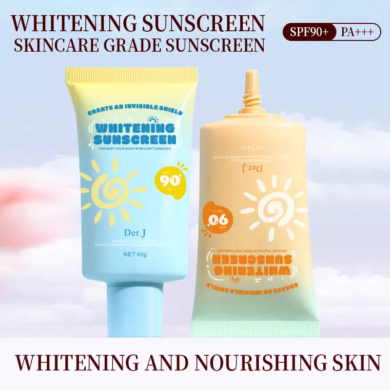 Whitening Sunscreen Cream Moisturizing Non-Greasy Waterproof Brighten Sunscreen Anti-Sweat Anti-Aging Facial UV Sunblock Cream Makeup Skincare