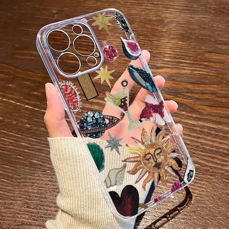 Creative Pattern Clear Phone Case, Fashionable Phone Protector Cover, Anti-drop Cellphone Protective Case, Shockproof Mobile Phone Cover for iPhone 7 11 12 13 14 15 Series 4