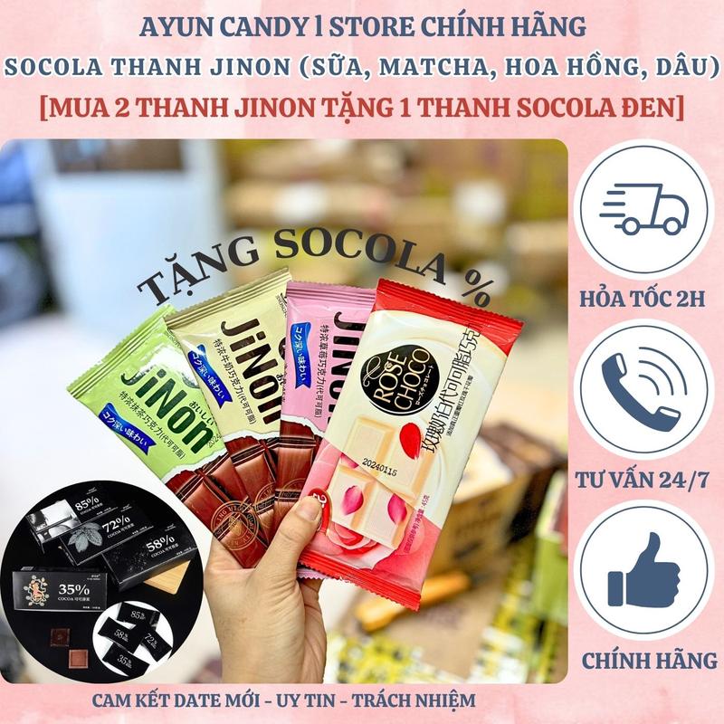   2 THANH JINON TẶNG 1 THANH SOCOLA ĐEN  KẸO SOCOLA DẠNG THANH VỊ  HOA HỒNG MATCHA SỮA DÂU  SOCOLA NGUYÊN CHẤT THƠM NGON SOCOLA SỮA 