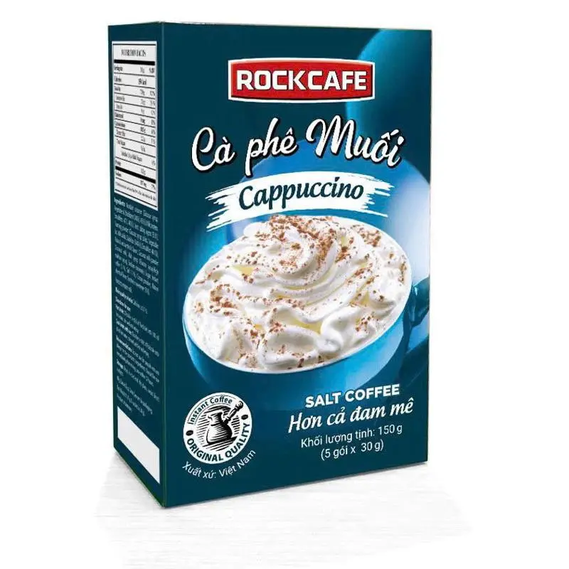 KHUYẾN MÃI MUA 2 HỘP BẤT KY  TẶNG 1 LY THÁI - ROCKCAFE - CAPPUCCINO MUỐI, SẦU RIÊNG. DỪA , TRỨNG (5 gói x 30 gram) 4