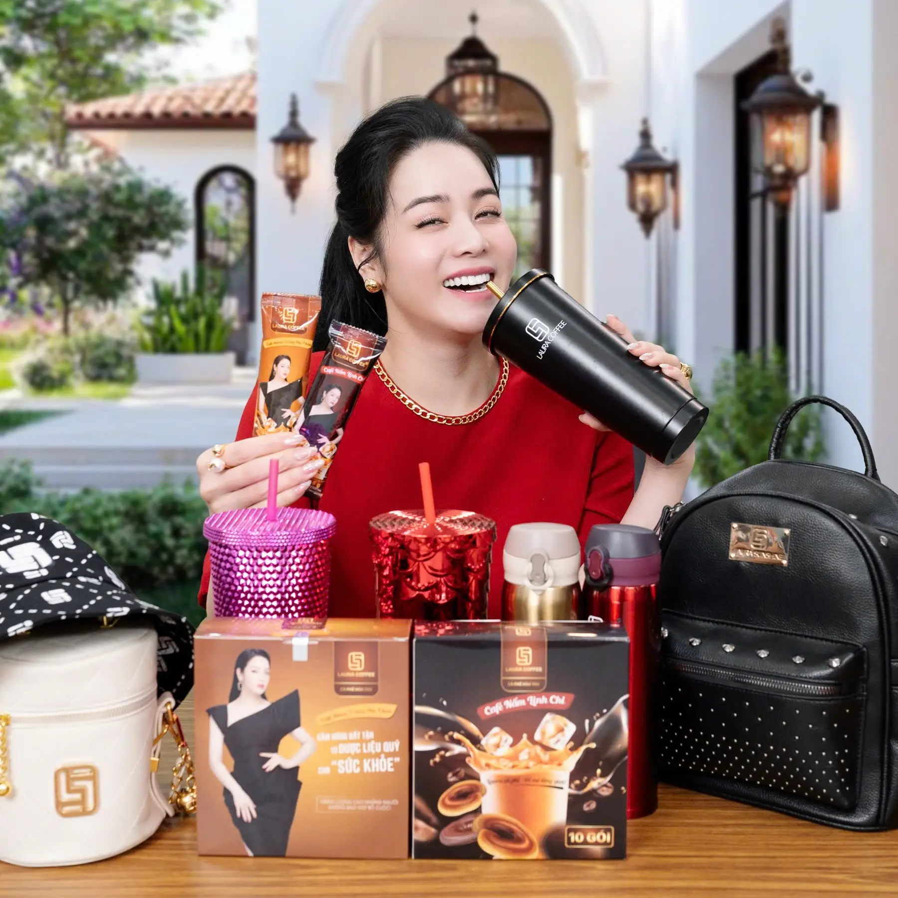 6 Hộp 2 Vị Cà Phê Laura Nhật Kim Anh - 3h Nấm Linh Chi và 3h Đông Trùng Hạ Thảo ( Giá tốt không quà)