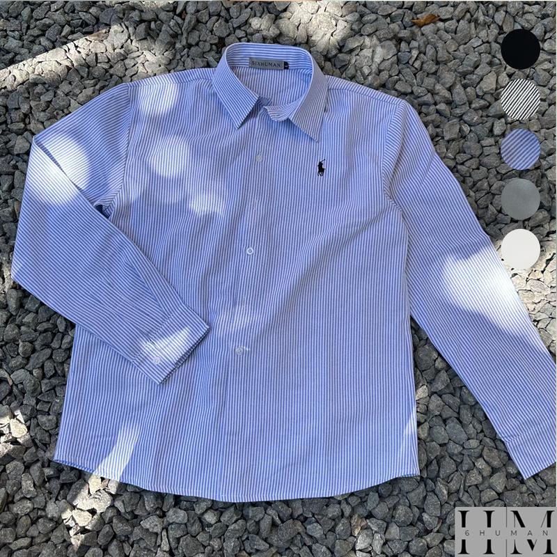 Áo sơ mi unisex dài tay thêu ngựa chất liệu OXFORD & DENIM dày dặn form regular  SIXHUMAN HM020