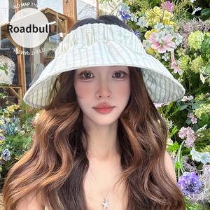ROADBULL新しいしいリボンストライプひどいひどい日焼けけけ止まりまりめ帽子,春夏用,つば広でヤンを小さいさいさくはいいましょうせる,日本のスタイル,多目的,折りりりたたみたぶんなトップレス帽子 帽子 ウィッグに