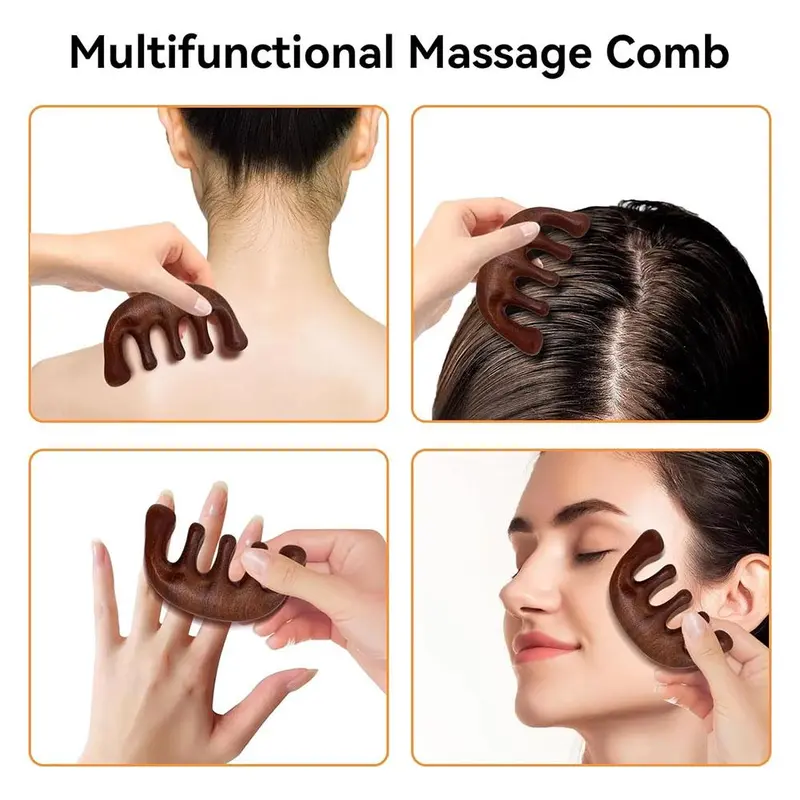 Lược Mát Xa Kinh Tuyến Cơ Thể, Thiết Kế Năm Răng,  Răng Rộng,Thích Hợp Mát Xa Tóc,Vật liệu nhựa 5