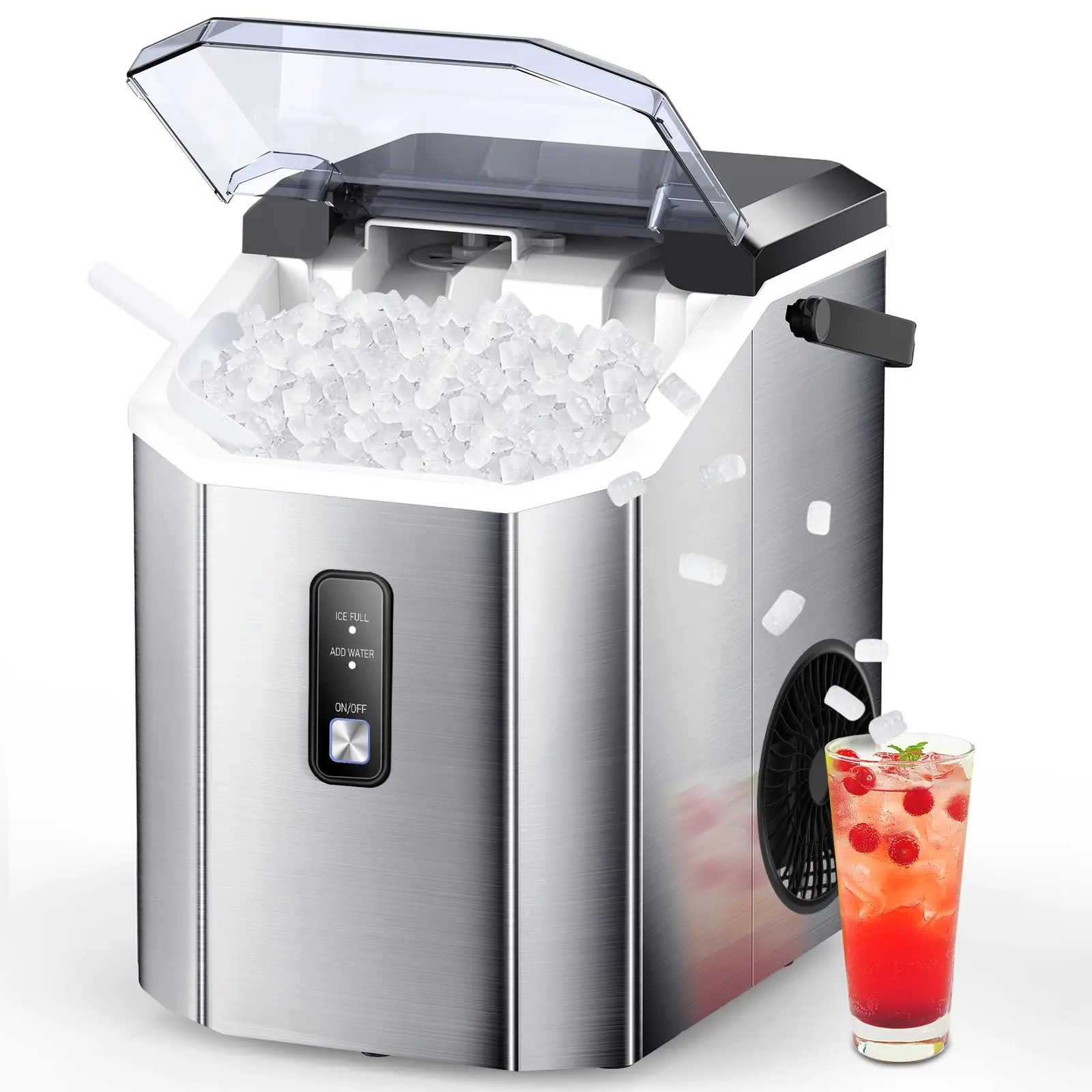 Nugget Ice Maker Countertop, 34lbs/24H Pebble Ice Machine, Self ...