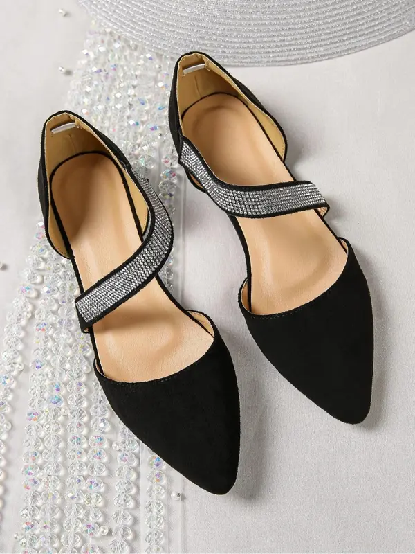 Women's Fashionable Rhinestone Decorated Pointed Toe Flat Shoes, Elegant Casual Slip on Shoes for Party, Daily Clothing Decor for Women & Girls, Footwear 2