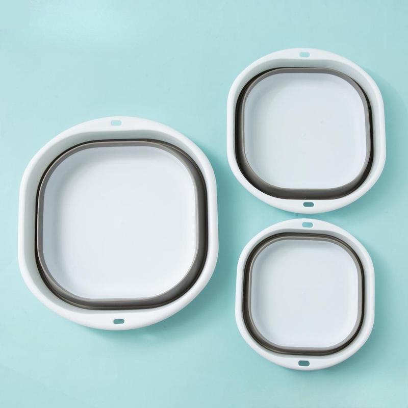Portable Folding Basin, 3pcs Multipurpose Foldable Wash Basin, Lightweight Portable Basin, Collapsible Basin For Camping Sink And Home Washtub 5