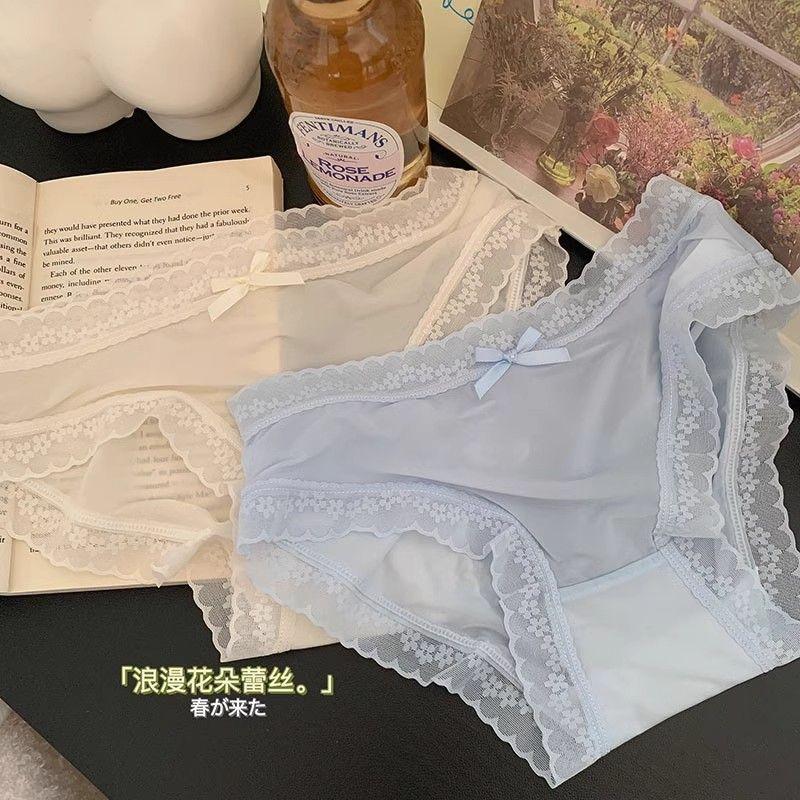 Quần Lót Mặt Nạ Lụa Lạnh Cảm Giác Tự Nhiên Không Khí, Dành Cho Nữ, Siêu Mỏng, Thoáng Khí, Nhanh Khô, Đáy Quần, Cạp Trung, Thiết Kế Tam Giác Cổ Điển, Thích Hợp Cho Nữ, Năm 2024 2