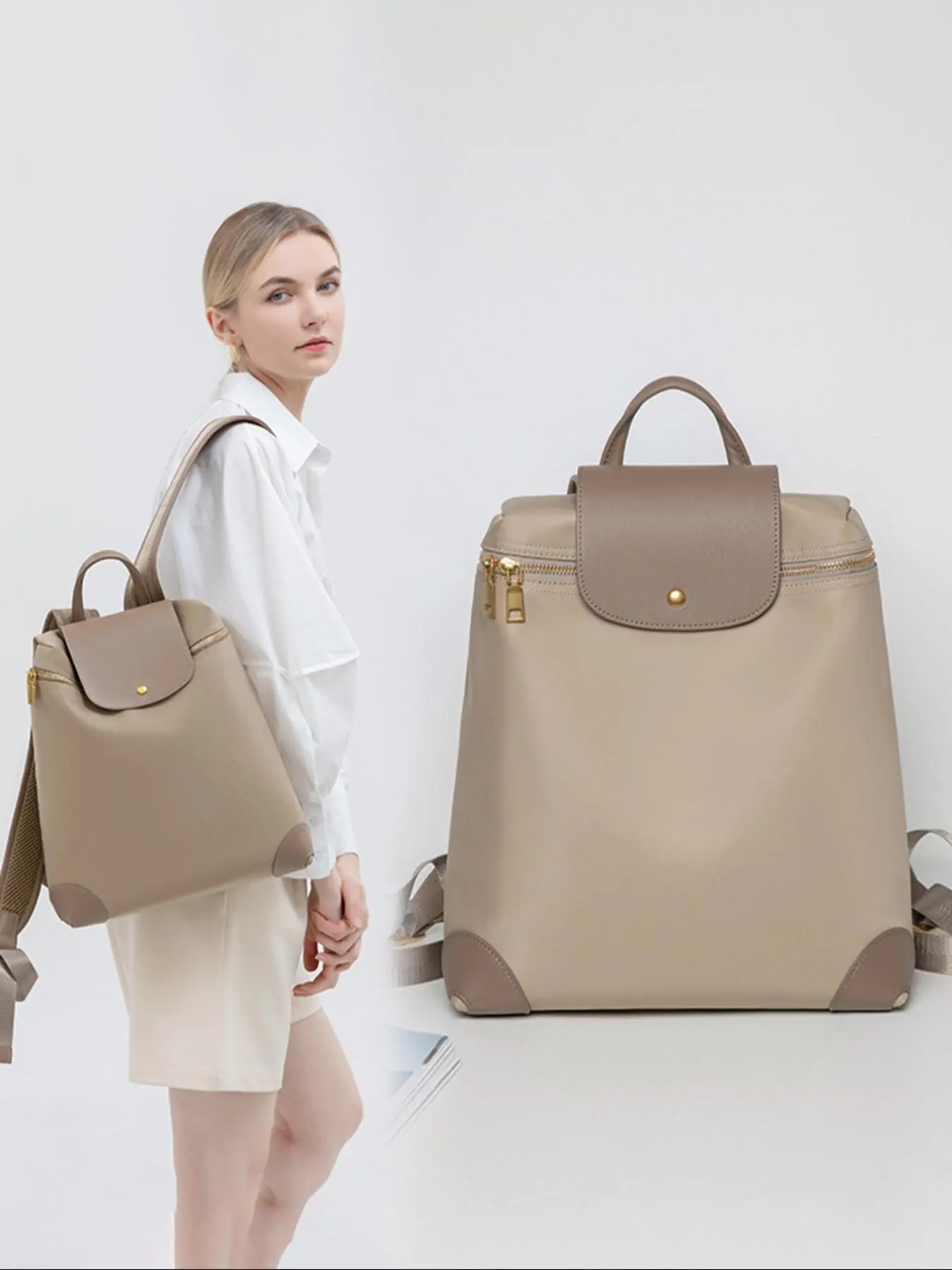 Women's Fashionable Solid Color Backpack, Lightweight Casual Backpack, Waterproof Travel Backpack, Versatile Trendy Backpack for Daily Use