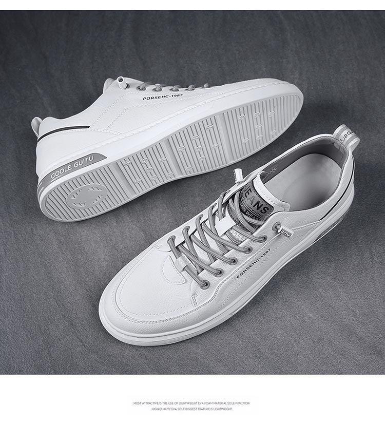 Product Introduction of 2025 Men's Shoes Spring and Autumn 2025 New Casual Leather Shoes Men's Small White Flat Shoes Teenagers Versatile Summer Sports White Shoes 19