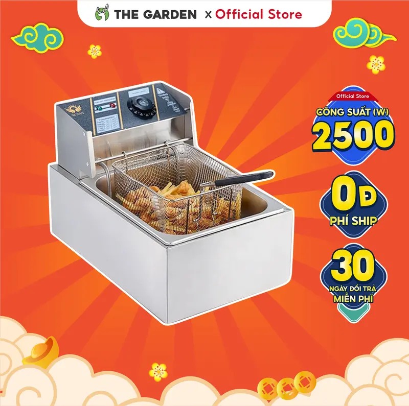Bếp chiên ngập dầu nhúng điện THE GARDEN TUDYILI 6L , Inox cao cấp, công suất 2500w. Bảo hành 12 tháng 0