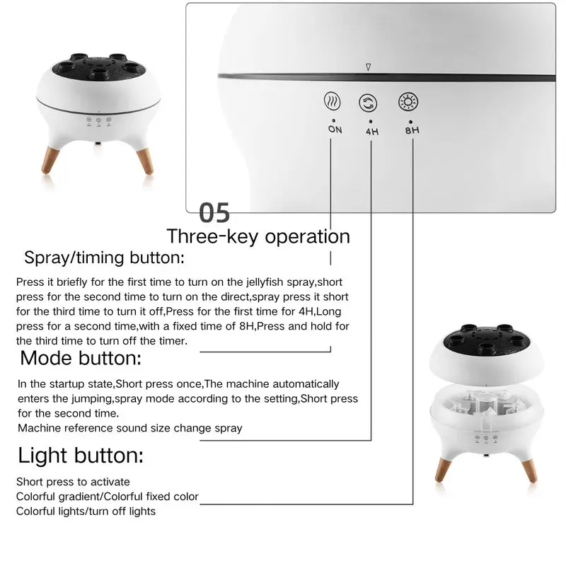 Jellyfish Design Essential Oil Diffuser, Air Humidifier with Rhythmic Spray & Colorful Light, Timed Humidifier with Remote Control for Home, Office, Bedroom 2