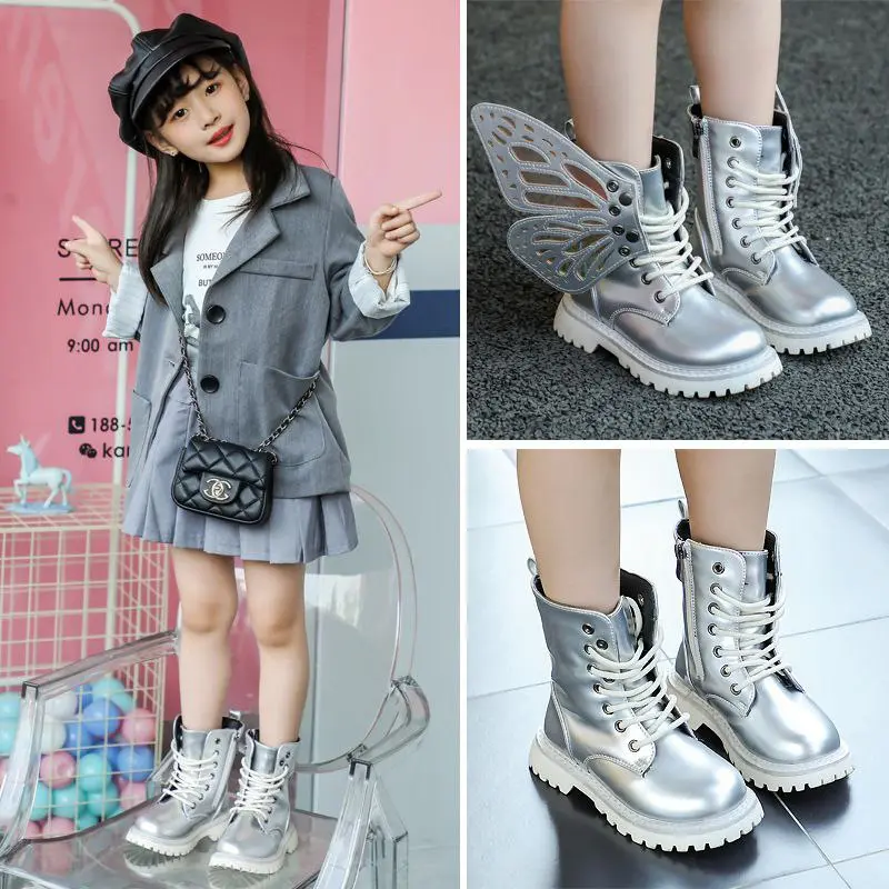 [JEWELS KIDS] PARRIS BUTTERFLY BOOTS/SEPATU BOOTS FASHION ANAK TANGGUNG /SEPATU BOOTS KOREA ANAK/SEPATU SILVER 1