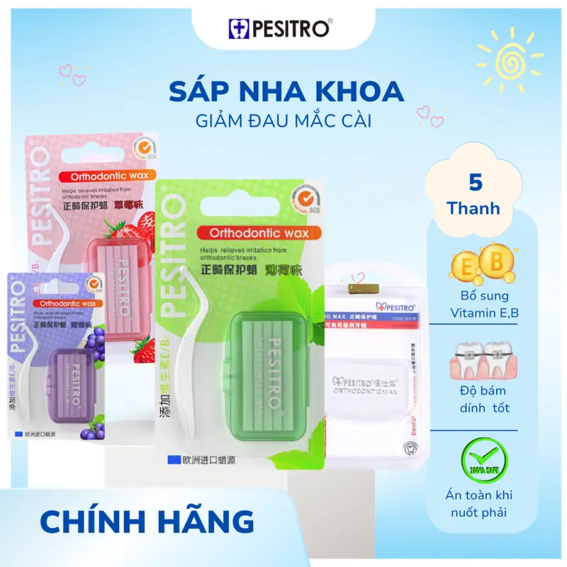 Sáp nha khoa chỉnh nha niềng răng cao cấp PESITRO hương thơm các loại 0