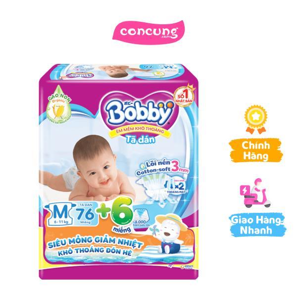 Tã dán Bobby Fresh Siêu thấm - Khô thoáng M76 (giao bao bì ngẫu nhiên)