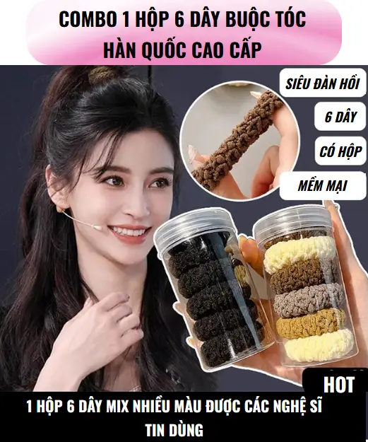 1 Hộp COMBO 6 Dây Chun Buộc Tóc Cao Cấp Phong Cách Hàn Quốc