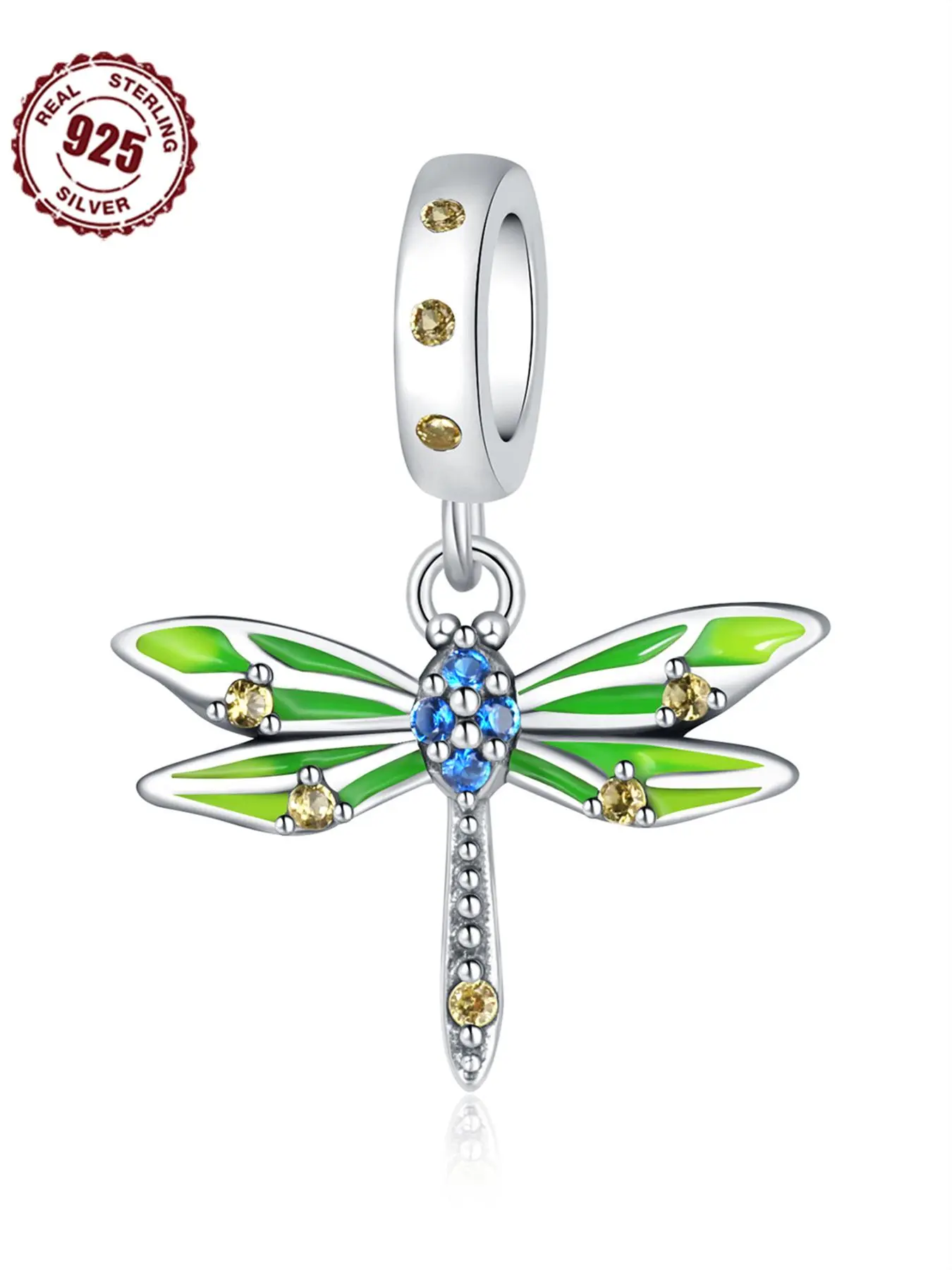S925 Sterling Silver Dragonfly Design Pendant, Fashionable Cute Charm for Necklace & Bracelet, Trendy Exquisite Accessories for Jewelry Making for Gift