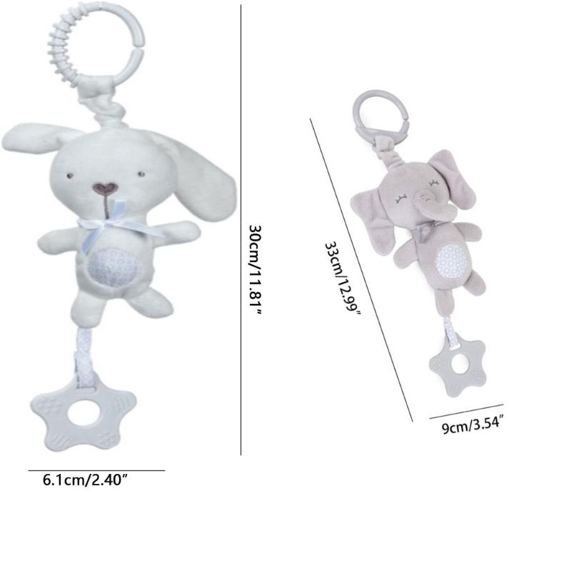 Product Introduction of Cartoon Animal Shake Bell Pendant Plush Elephant Rabbit Cute Rattle Windchime 4