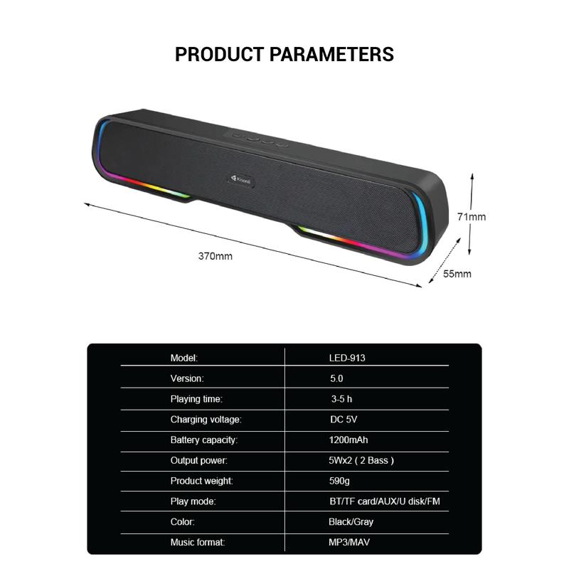 KISONLI Speaker Portable Wireless Bluetooth LED-913 Stereo Bass Effect With Super Bass 9