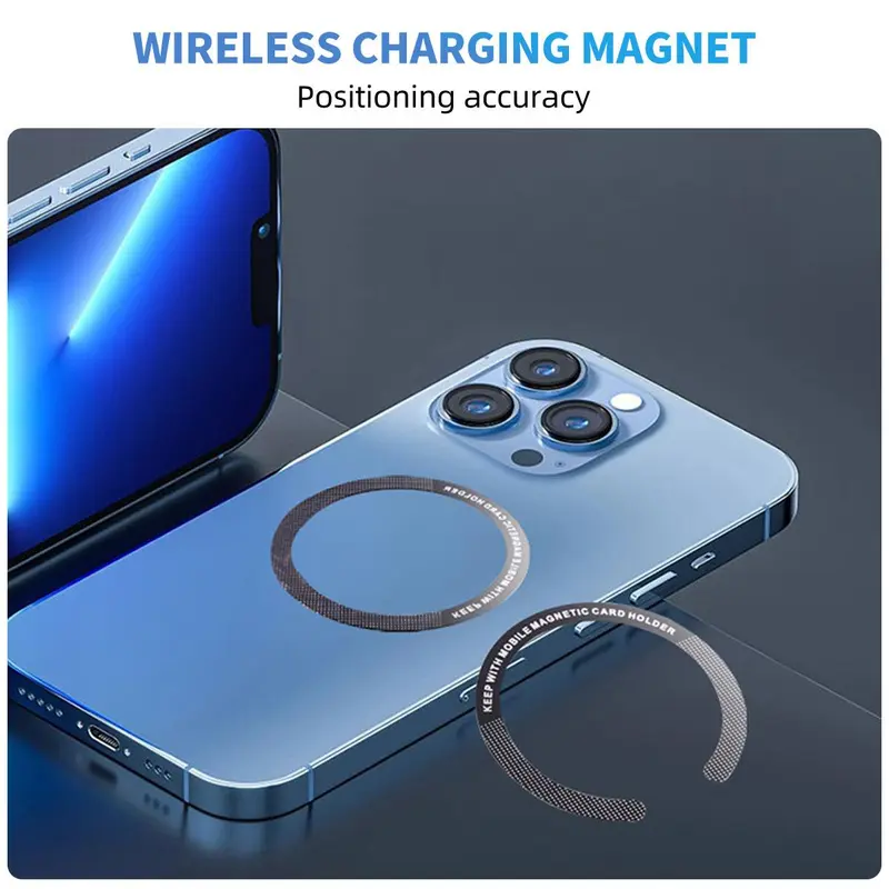 Magnetic Ring Sticker, Durable Iron Ring, Magnetic Ring Sticker for Wireless Charger, Phone Accessories for iPhone & Xiaomi 3