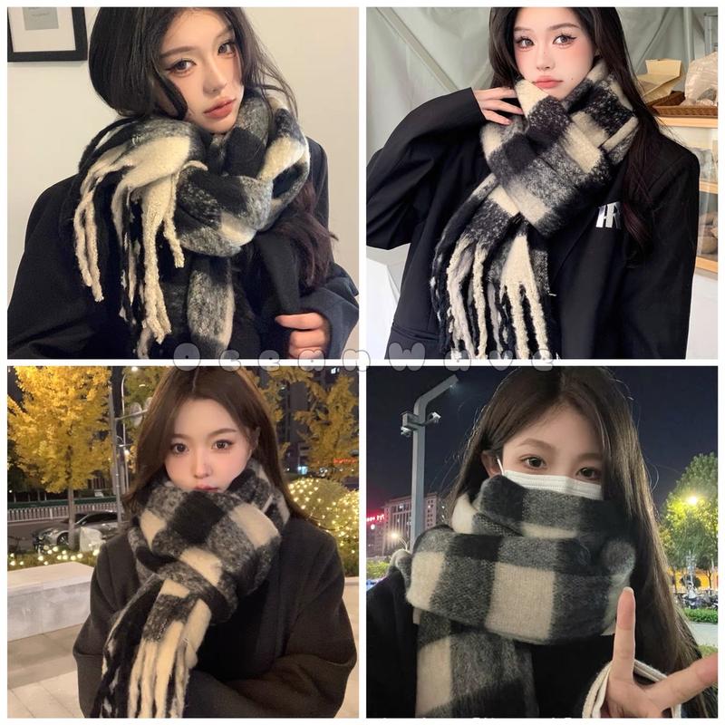 Ảnh thật Khăn Choàng Cổ Tua Rua Dày Dặn Ấm Áp Dễ Phối Đồ Cho Cặp Đôi khăn Quàng Cổ