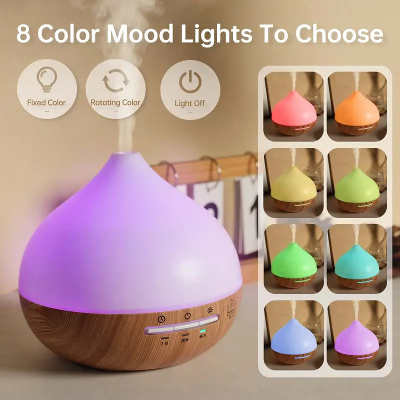 300ML Aroma Diffuser, Essential Oil Humidifier with Wood Grain Design, USB Powered Aromatherapy Diffuser, Home Humidifier for Bedroom, Office, Living Room 5