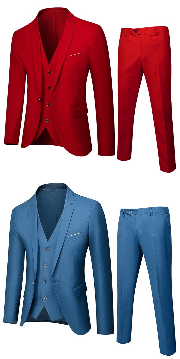 Product Introduction of Men's Sut Slim Fit, 3 Piece Set, Korean Style Wedding Groom Blazer & Pants, Business Formal Office Wear, Prom Party Dinner Jacket, Free Shipping 14