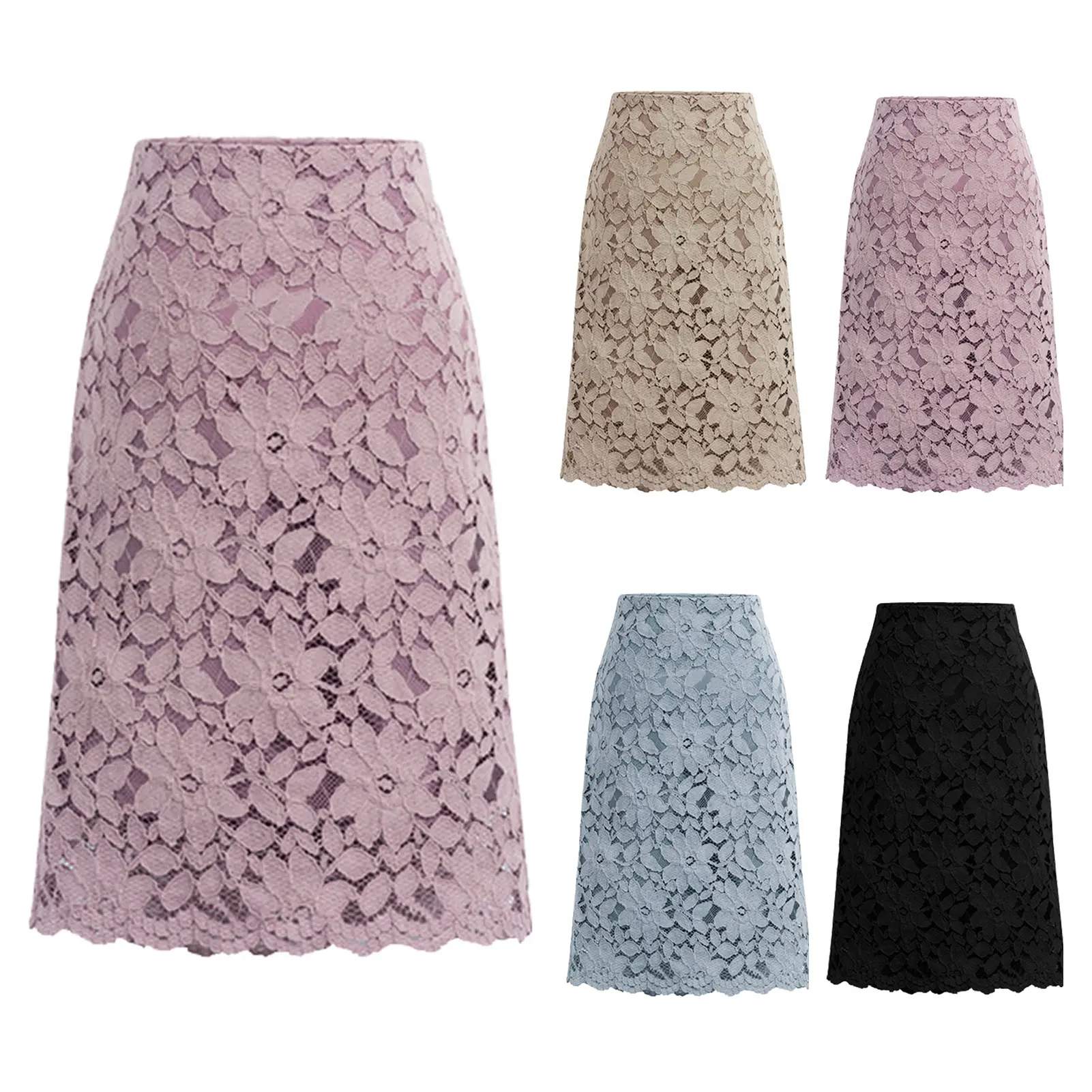Váy Bodycon, Boequay, Thiết Kế Ren khoét Váy Chữ A Thanh Lịch, Cạp Cao, Dài Đến Đầu Gối, Thích Hợp Mặc Công Sở