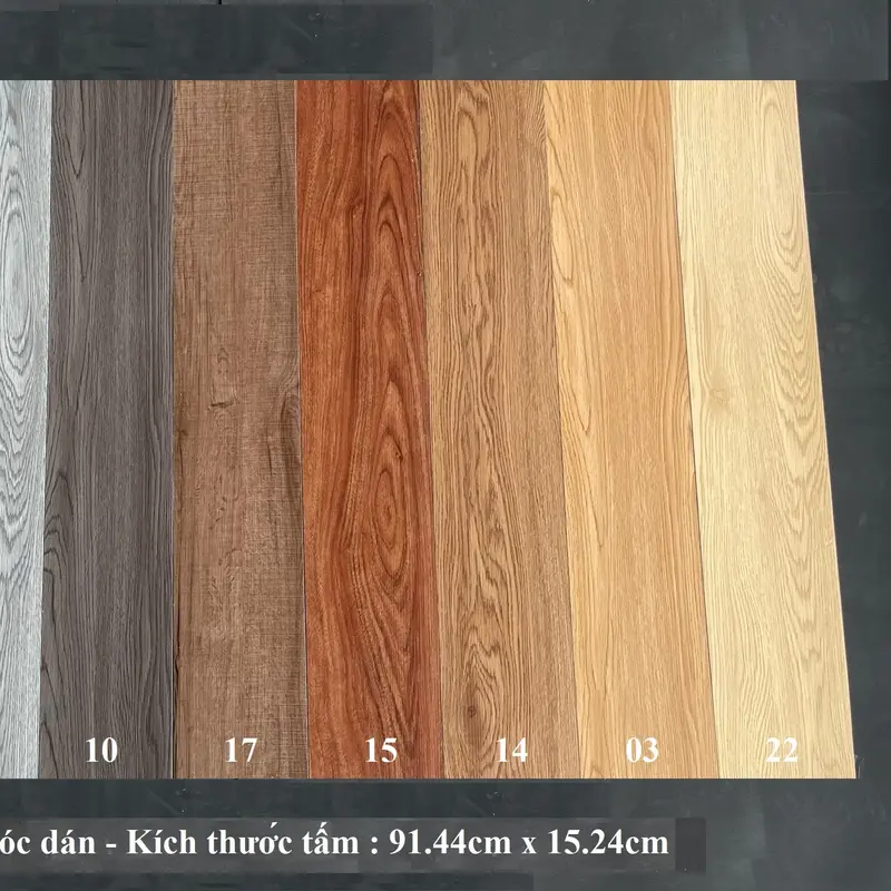 1 tấm sàn nhựa giả gỗ - có sẵn keo- tự bóc dán 8