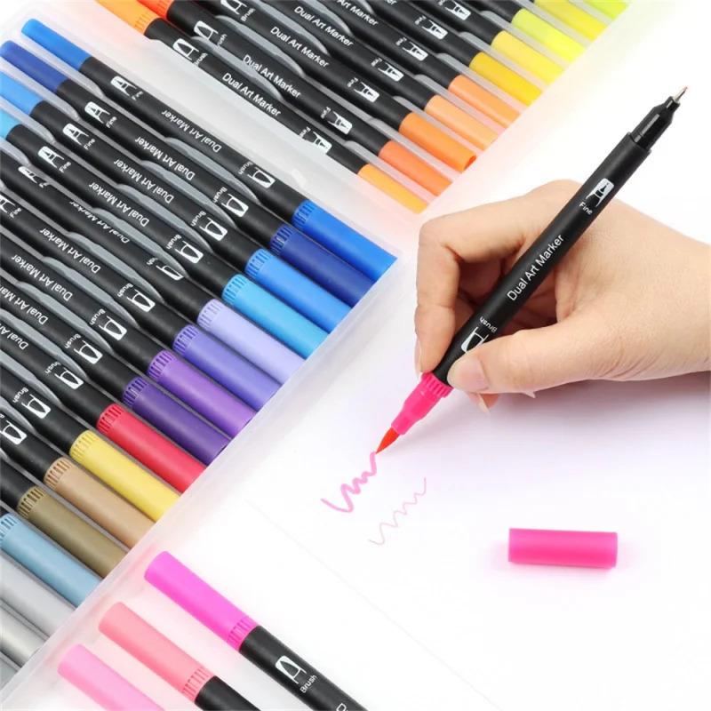 Product Introduction of 12-120 Colors Set Dual Tip Art Marker Watercolor Brush Fineliner Pen For Drawing Painting Double Head Fine Liner Stationery Pain 1