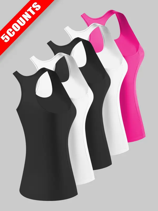 Women's Solid Color Sports Tank Top, Breathable Comfortable Sports Vest, Ladies Sportswear for Indoor Outdoor Wear 1