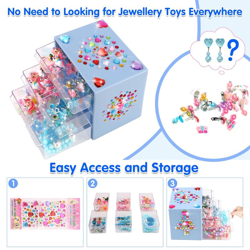 Princess Jewelry Set, 46pcs/set Including Earrings, Rings, Necklaces, Bracelets, Jewelry Storage Box, Pretend Play Toy for Girls 8