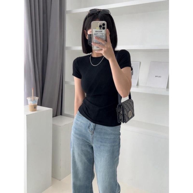 Product Introduction of Áo Baby Tee Áo Phông Nữ Trơn Basic Ôm Body, Cổ Tròn Siêu Tôn Dáng, Chất Liệu Vải Thun 7