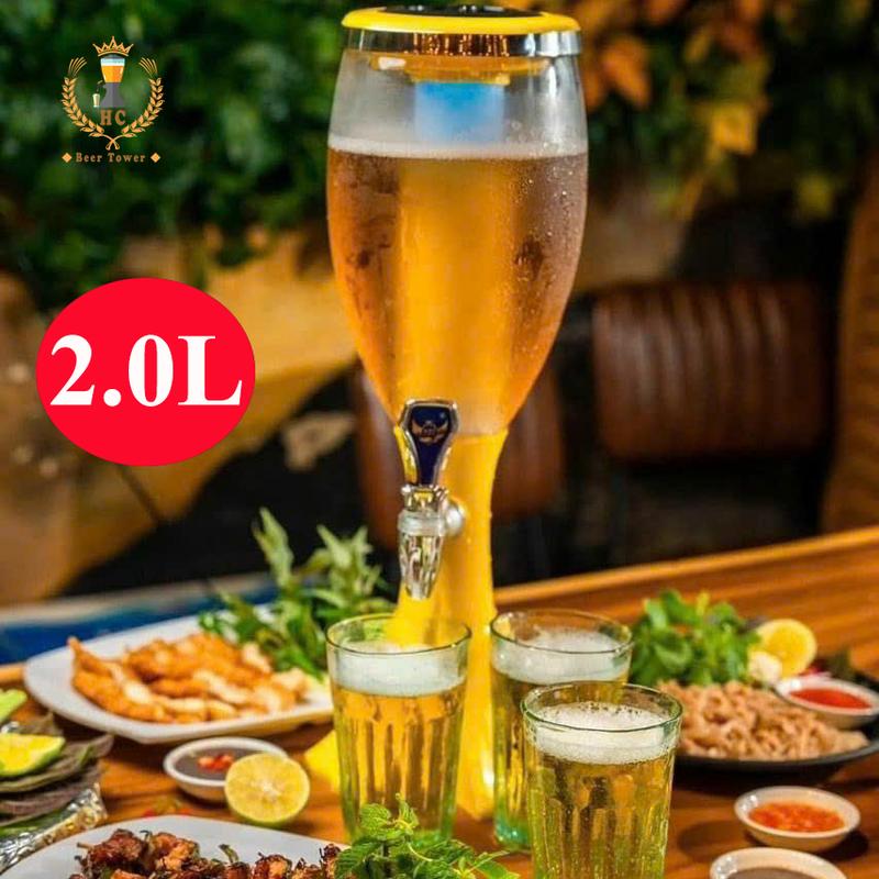 Tháp bia 2 lít HC298 và HC18 có đèn led 7 màu lõi đá giữ lạnh vòi rót Tháp đựng bia tươi giúp beer lạnh lâu cho quán nhậu bar