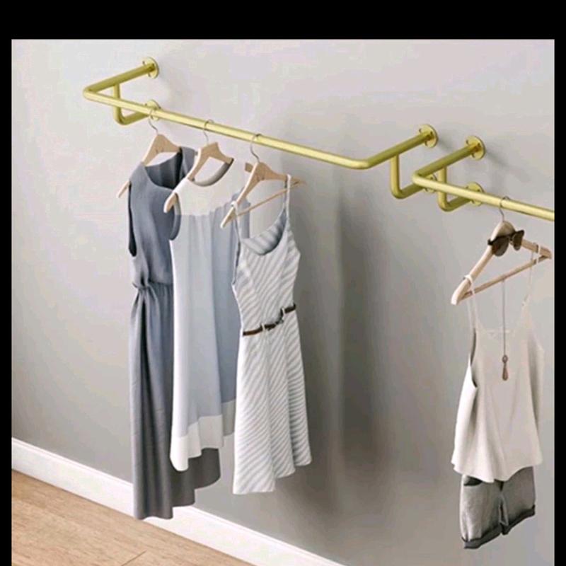 thanh treo quần áo chữ u co thêm giá đỡ chịu lực bằng sắt sơn tĩnh điện