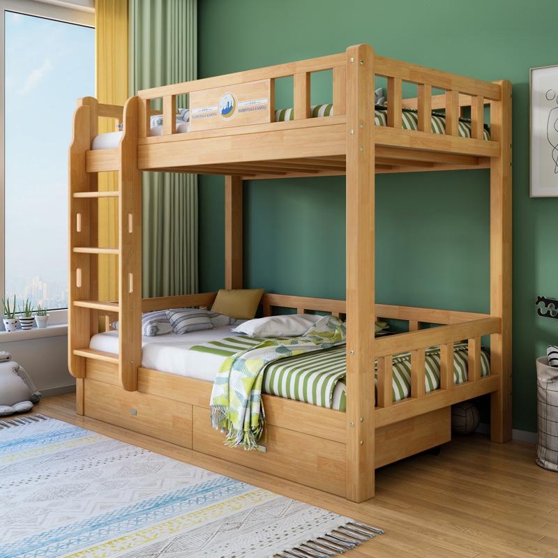 {SG Sales}Double Decker Bed Frame Double Bed Loft Bed High Low Solid Wood Bunk Bed Wooden Bed Bunk Multi-functional Kids Bed Frame With Storage Drawer Mattress Children Kids Bed 1