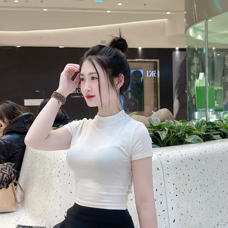 PQ08 - Áo cộc tay nữ cổ tròn 3P crotop chất bozip cotton cao cấp Freesize  Croptop Thun 3