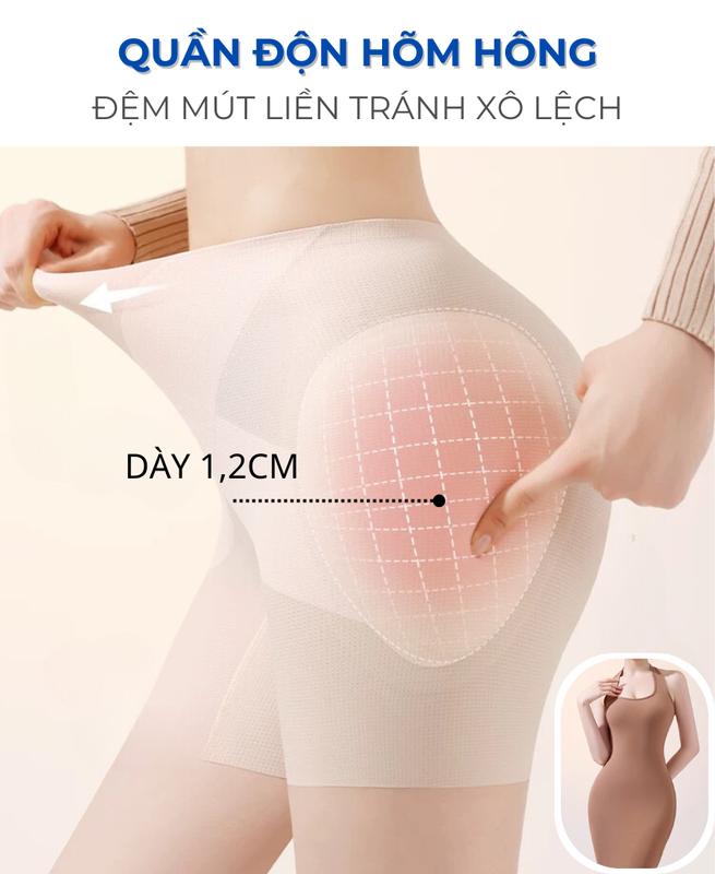 Quần độn hông tự nhiên, quần độn hõm hông hỗ trợ nâng mông dáng đùi chất su đúc, viền vát mỏng không lộ miếng độn 5951