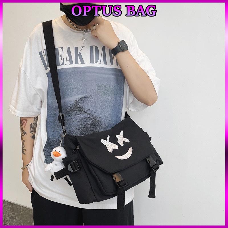 Túi đeo chéo canvas mắt x x dễ thương unisex học sinh sinh viên cao cấp ulzzang, cặp đi học đi chơi nam nữ hàn quốc