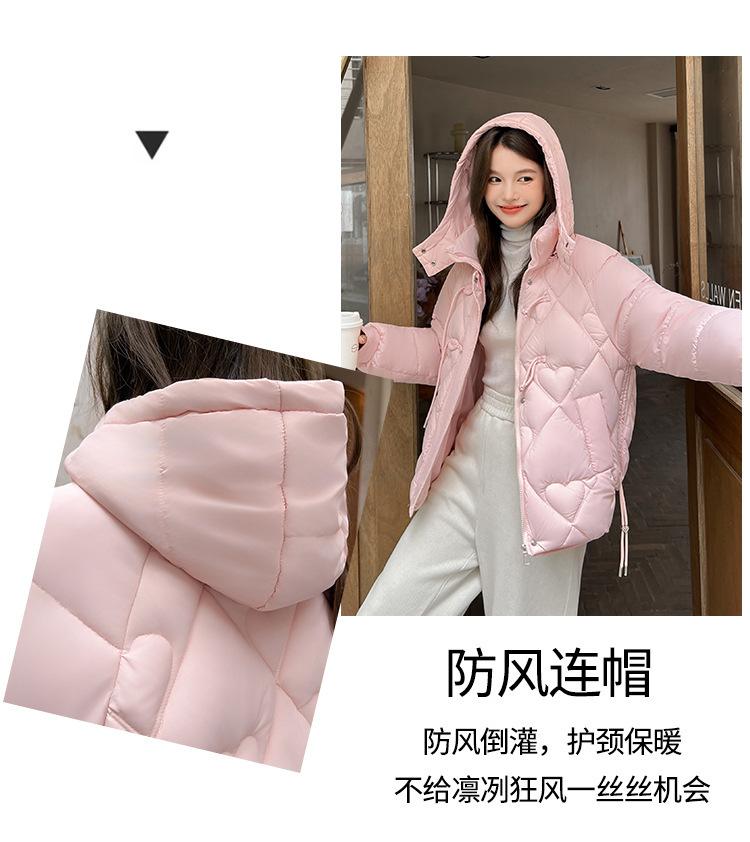 Product Introduction of Fashion Short Cotton-Padded Coat for Women Autumn and Winter New 2024 Korean Style Solid Color with Match Cotton Coat Jacket Thickened Padded Jacket Outer Wear 6