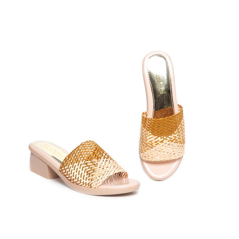 Dép Nữ Đế PU Kem Siêu Nhẹ Cao 5cm Hanatabi Quai Lưới Bigsize (35-42) Mã HNDE5F1102 3