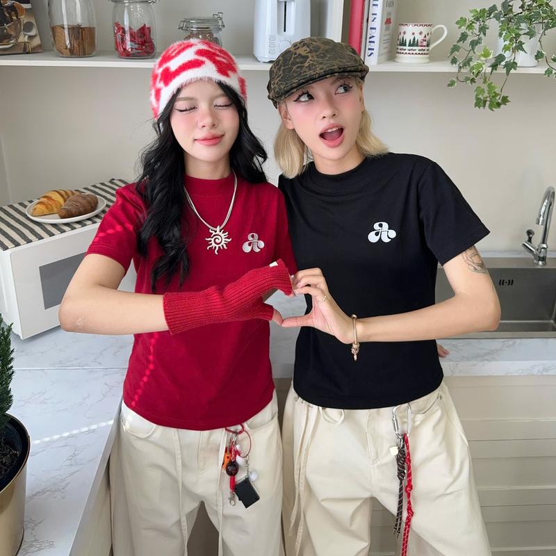 [DEAL MỞ BÁN ]  AB HOUSE - Áo thun BABY TEE cổ tròn thêu A thời trang nam nữ Tết Ấm Project AB x OUTE