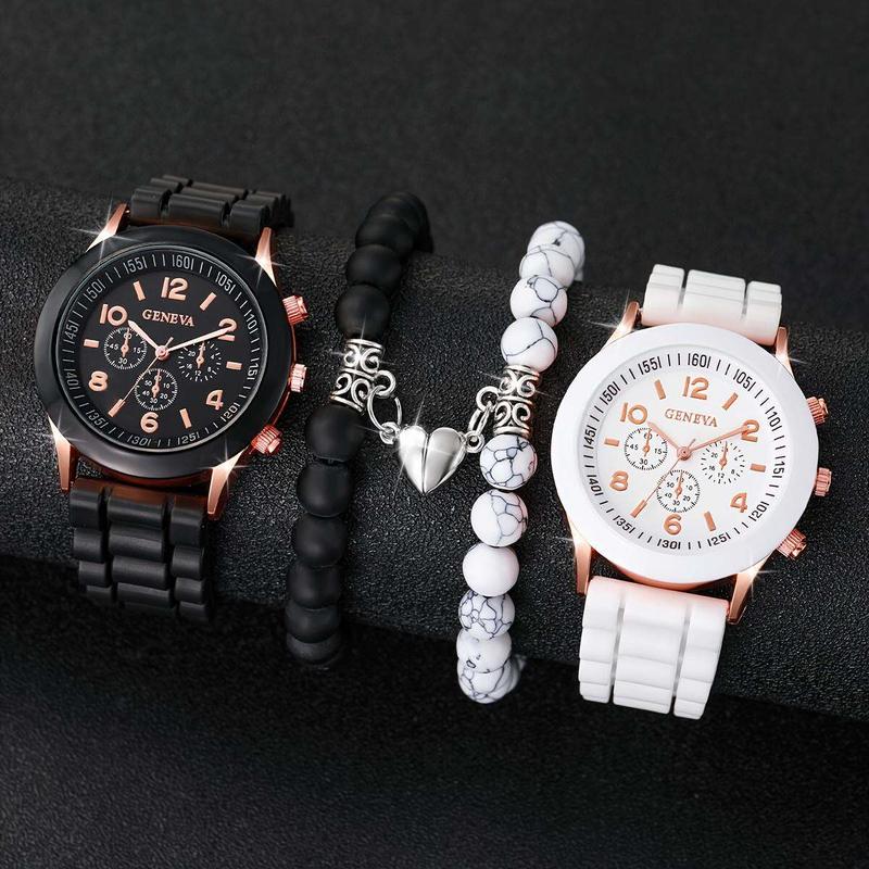 Bộ 4 món đồng hồ thạch anh phong cách thường ngày cho cặp đôi, đồng hồ analog…