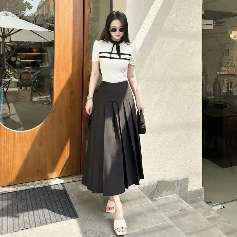 [JANGCLOSET] Áo len gân cộc tay thanh lịch sang trọng phù hợp đi làm đi chơi CERI TOP 8