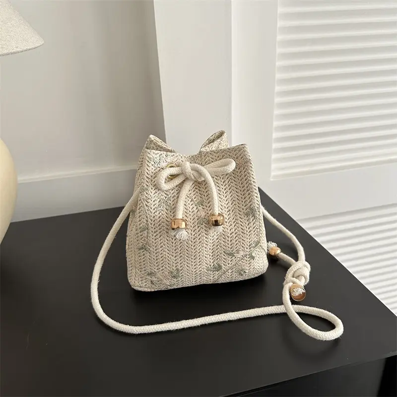 BAO117 Tas Selempang & Bahu Wanita Tren Tas Anyaman Renda Rotan Keranjang Air Tas Keranjang Bahu Slingbag 0